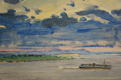 Oil painting After the Rain by Buryachok Nikolay Ivanovich, sailboat on water