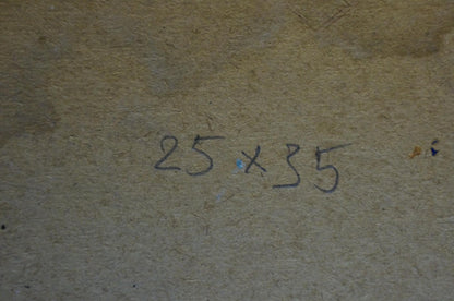 Handwritten 25 x 35 inch measurement on back of Buryachok oil painting