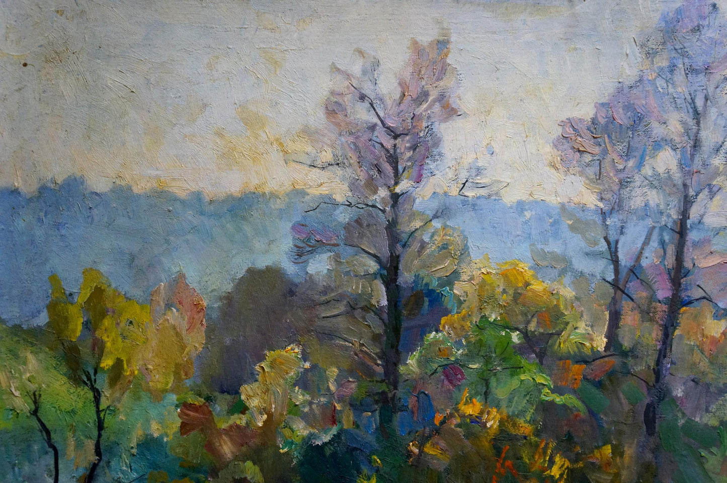 Oil painting of autumn forest by unknown artist, impressionistic trees