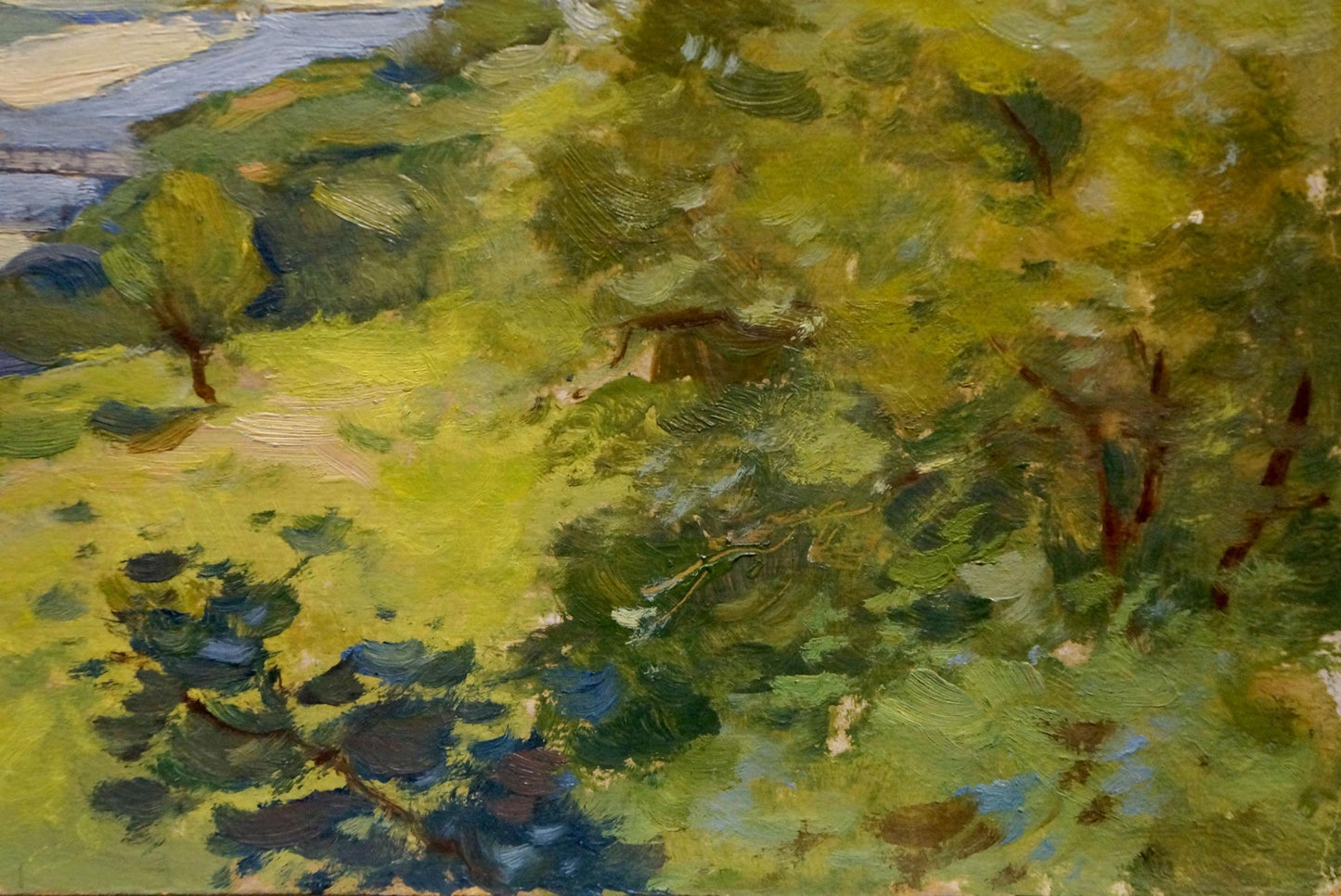 Vibrant impressionist oil painting by Buryachok Nikolay Ivanovich with lush green foliage