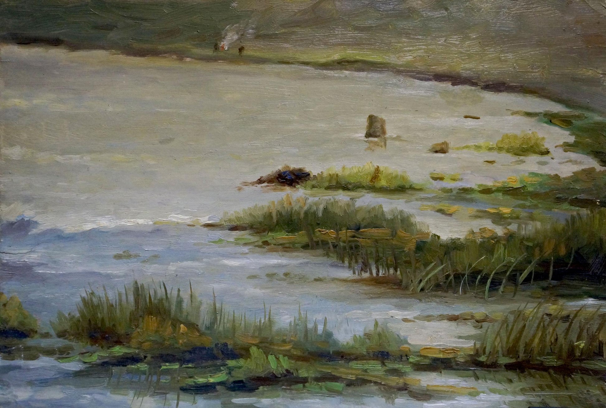 Textured oil painting of tranquil marshland by Buryachok Nikolay Ivanovich