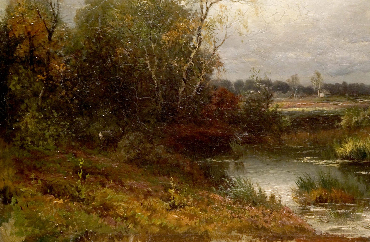 Serene autumn oil painting Freshness after the rain with river and golden foliage
