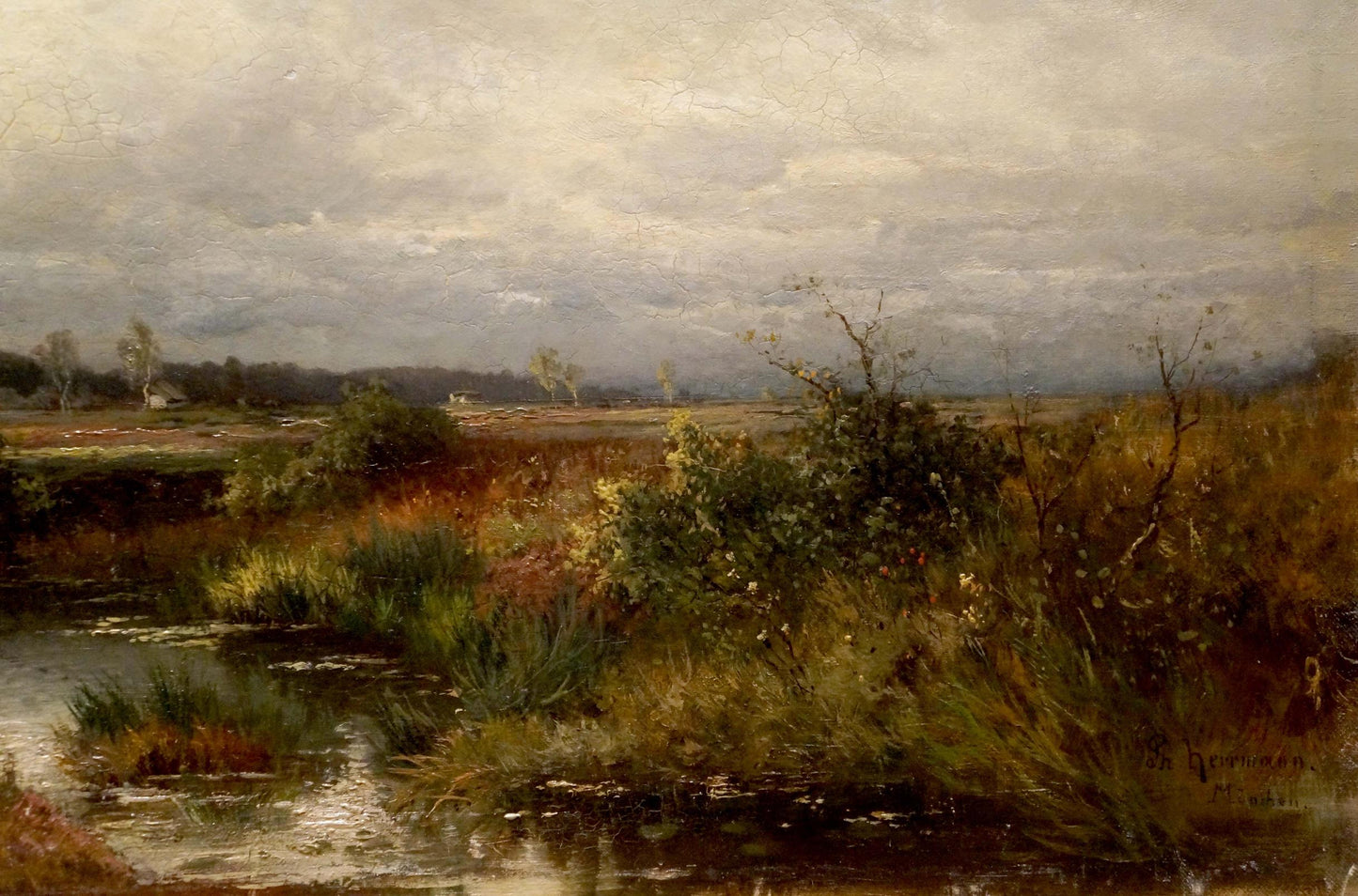 Oil painting Freshness after the rain: muted stream landscape by unknown artist
