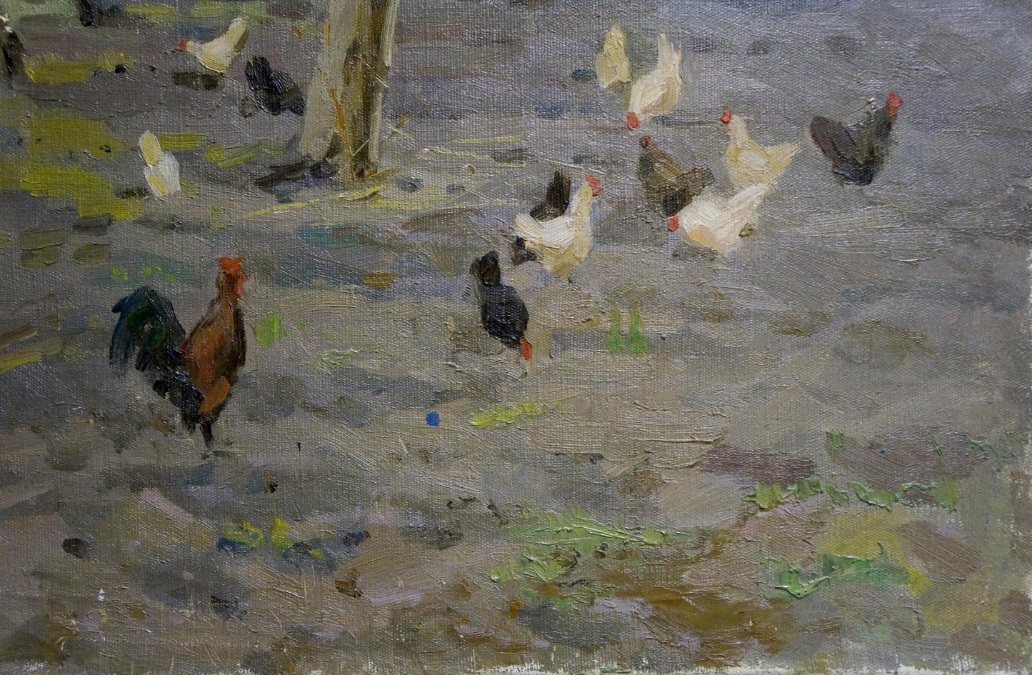 Vibrant rooster oil painting by Volobuev Evgeny Vsevolodovich