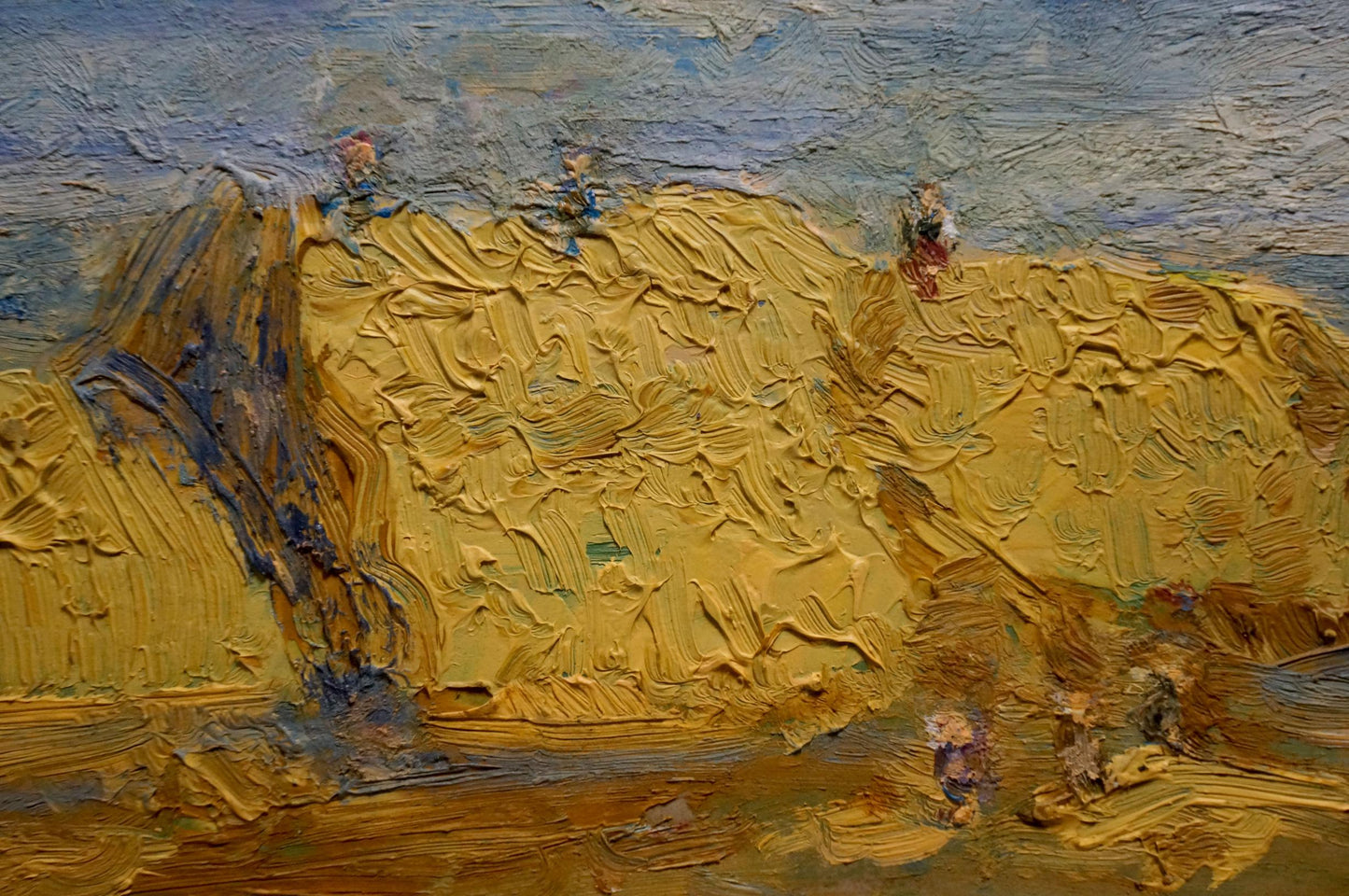 Oil painting On the Field by Dupliy Sergey Alexandrovich, textured golden-yellow landscape