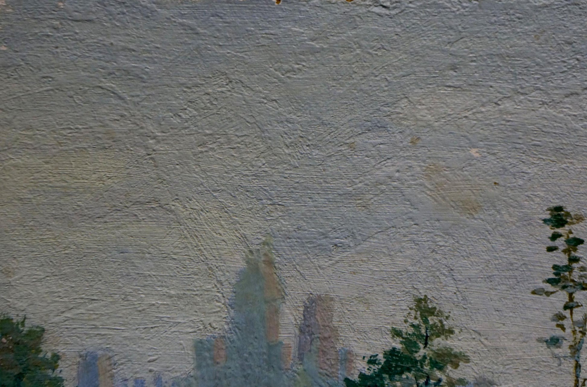 Textured impressionistic oil painting Road to the forest Senin G city skyline