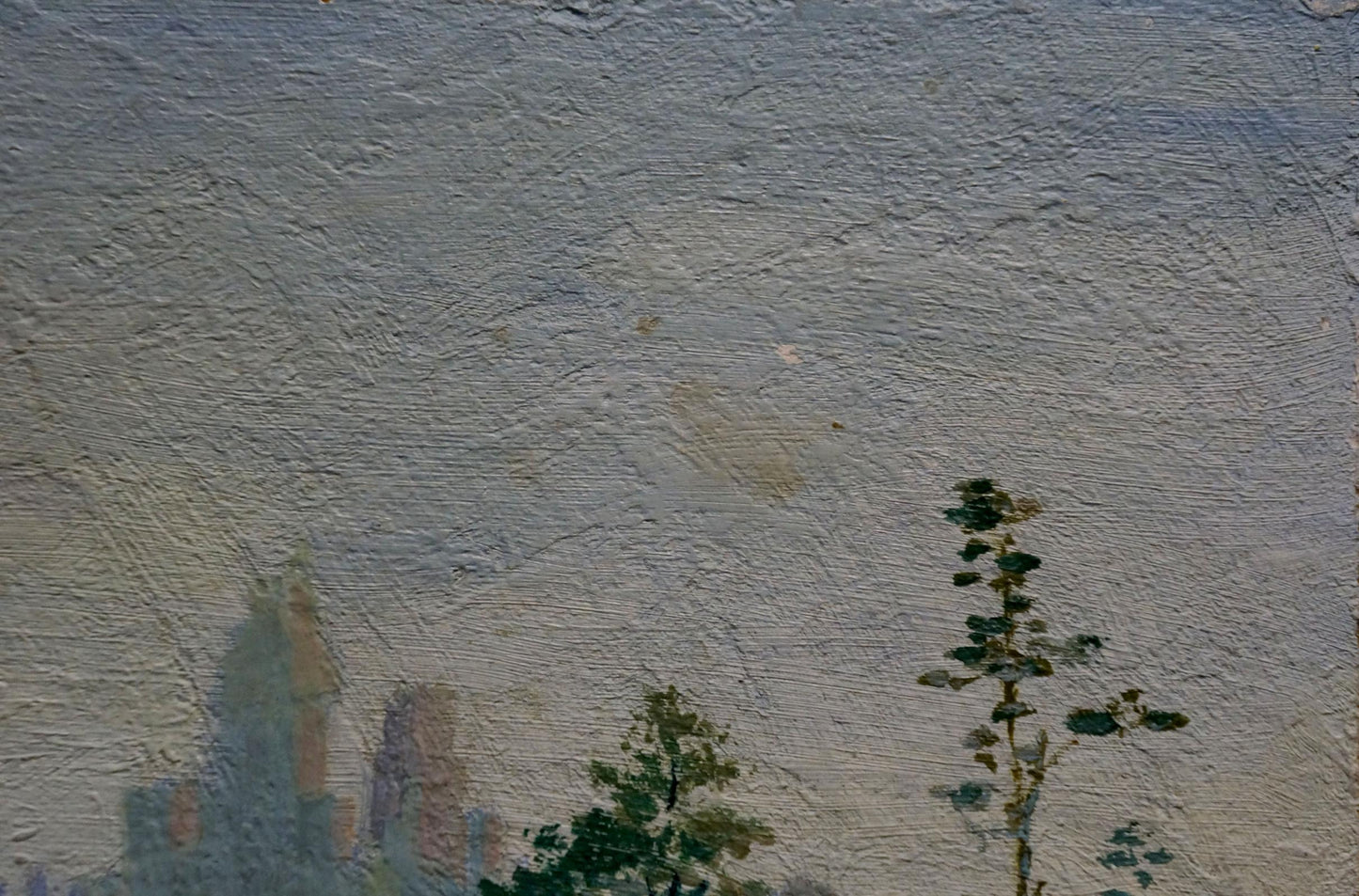 Oil painting Road to the forest Senin G with textured gray blue sky