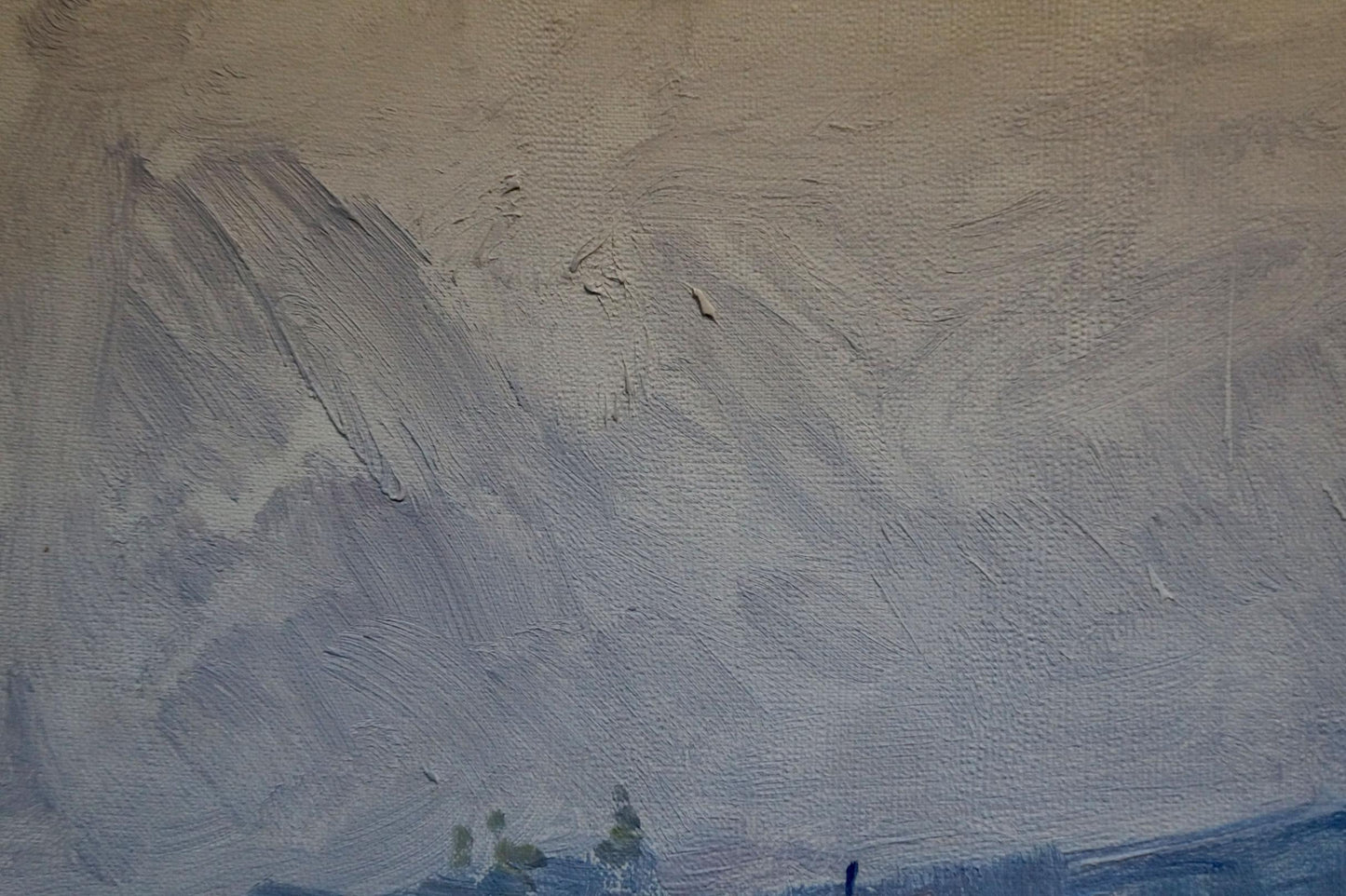 Textured oil painting by Belyak Vladimir Iosifovich: gray-blue mountain landscape