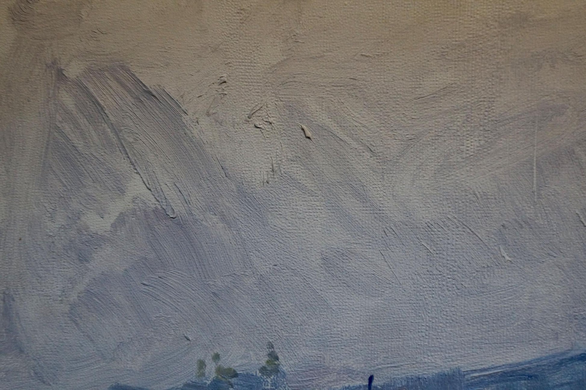 Textured oil painting by Belyak Vladimir Iosifovich: gray-blue mountain landscape