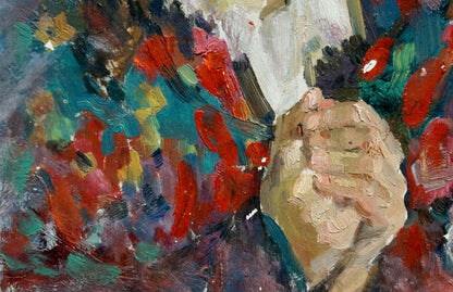 Oil painting portrait of a textured beige hand by Sakhnenko Viktor Ivanovich