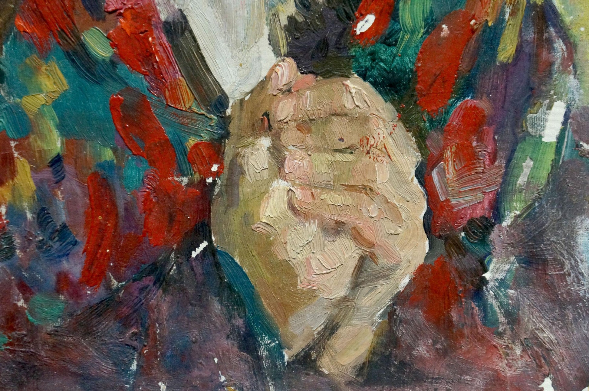 Oil painting portrait of a textured beige hand by Sakhnenko Viktor Ivanovich