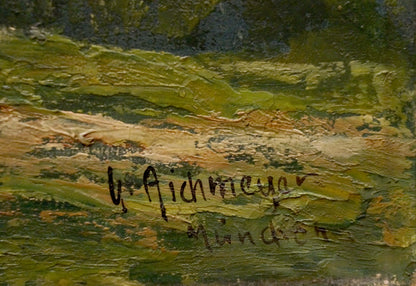 Hand-signed oil painting by u. Castle landscape product back