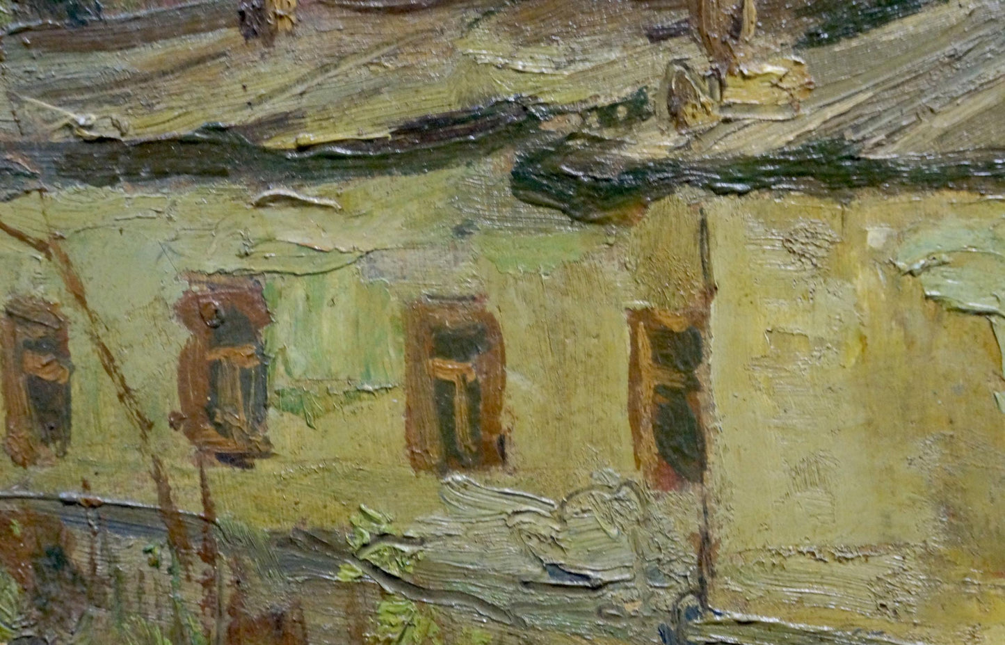 Oil painting Autumn by Nevkritiy Denis Nikiforovich: textured yellow building