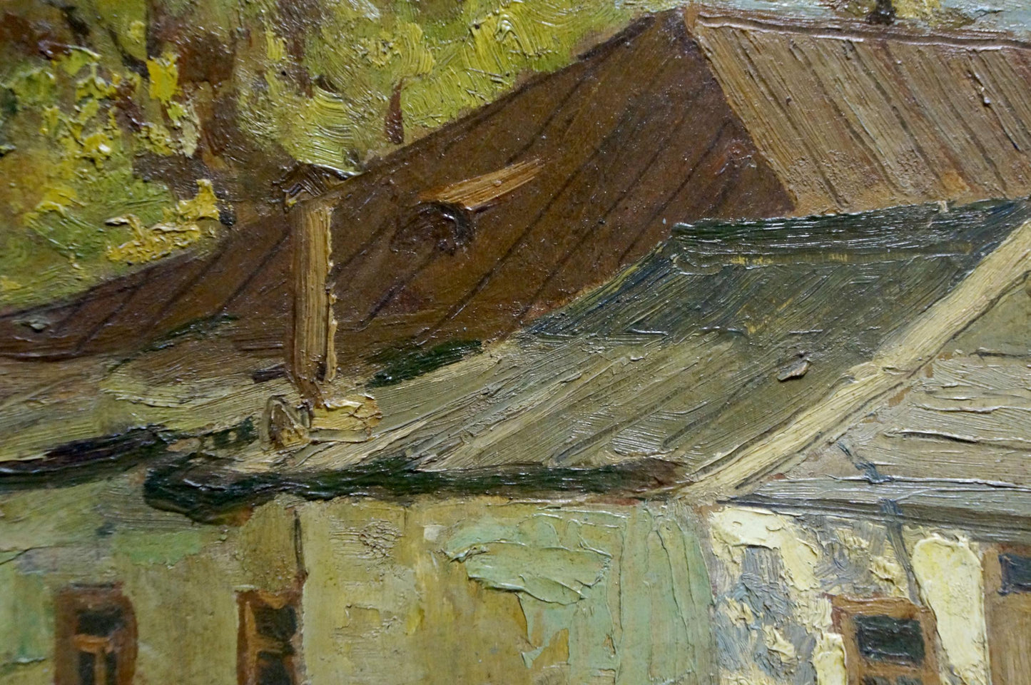 Oil painting Autumn Nevkritiy Denis Nikiforovich: rustic shingled roof