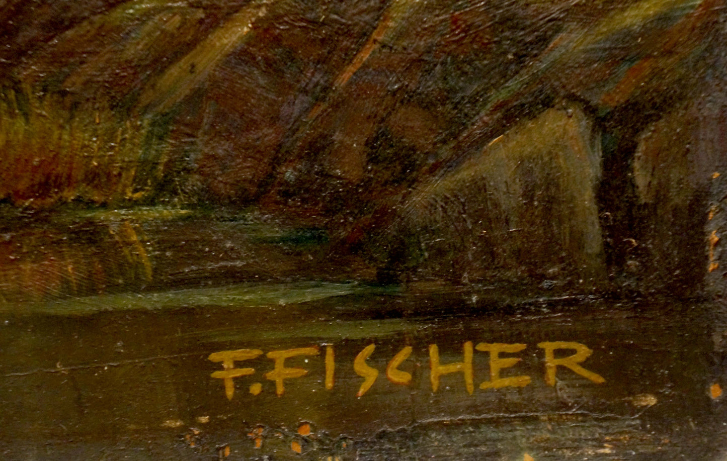 Oil painting Natural wonder F. Fischer signature f. display