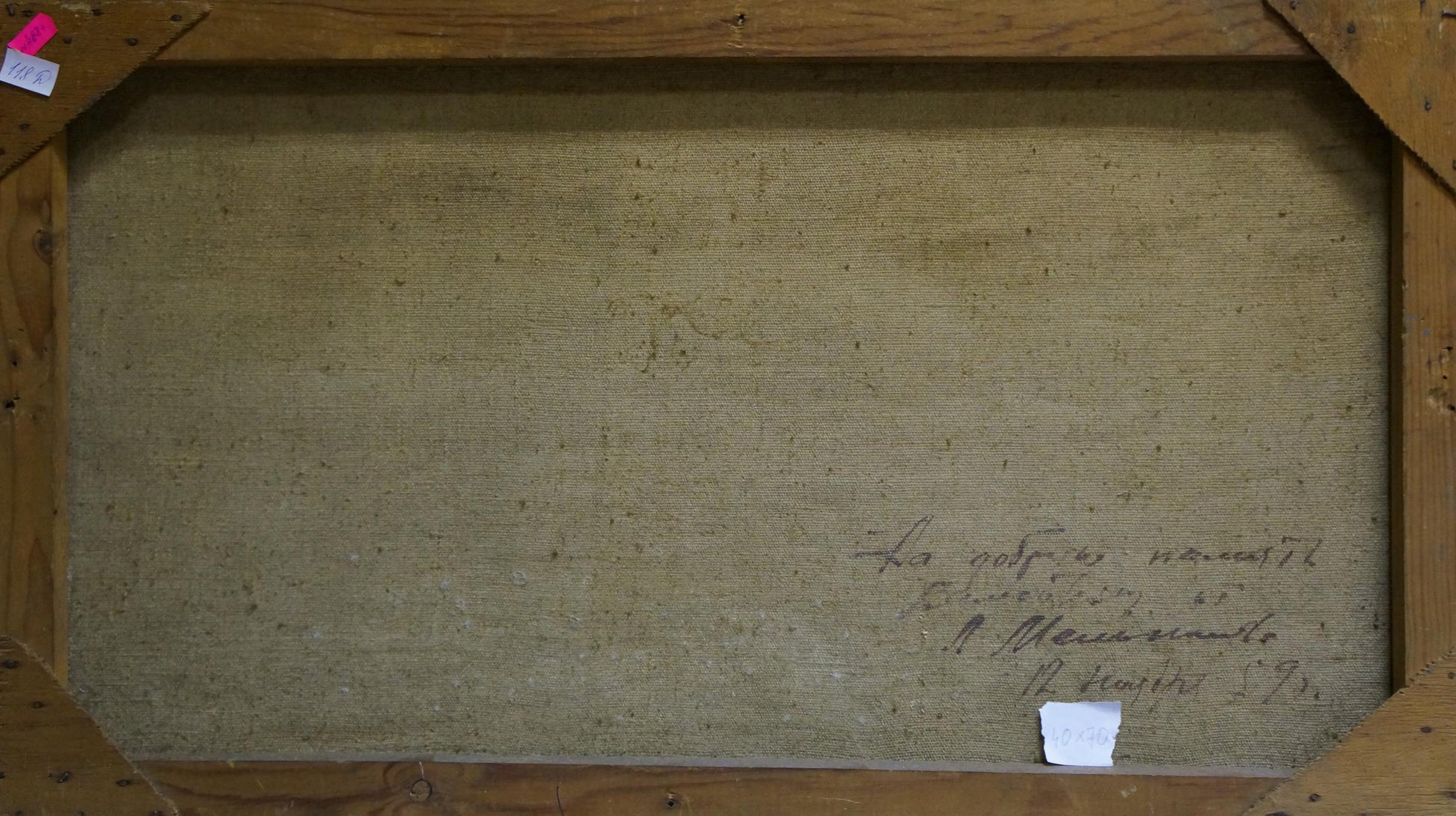 Back of Glow oil painting by Leonid Kuzmich Melnikov with inscription