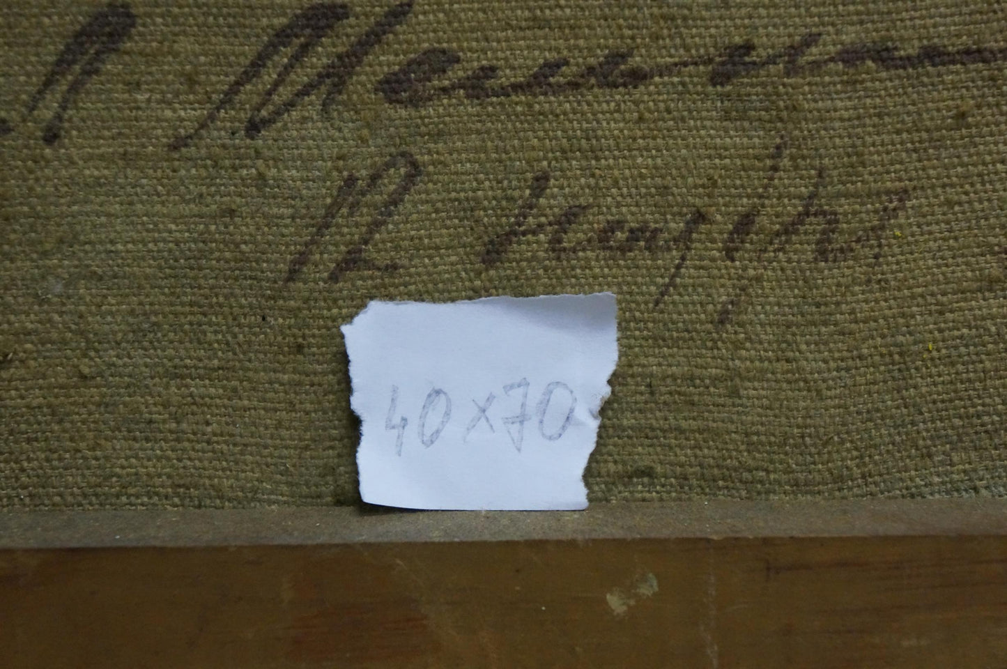 Back of Glow oil painting by Melnikov Leonid Kuzmich with 40x30 label on canvas