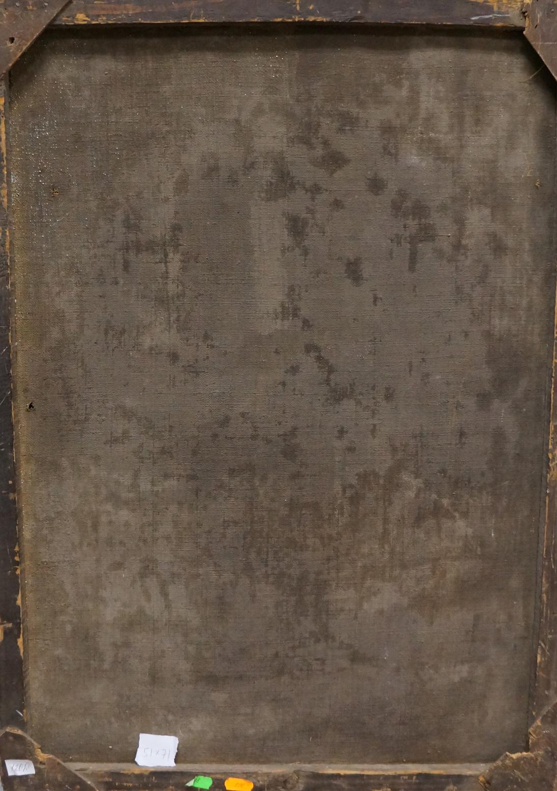 Back of weathered dark brown canvas for Oil painting Flowers in a vase
