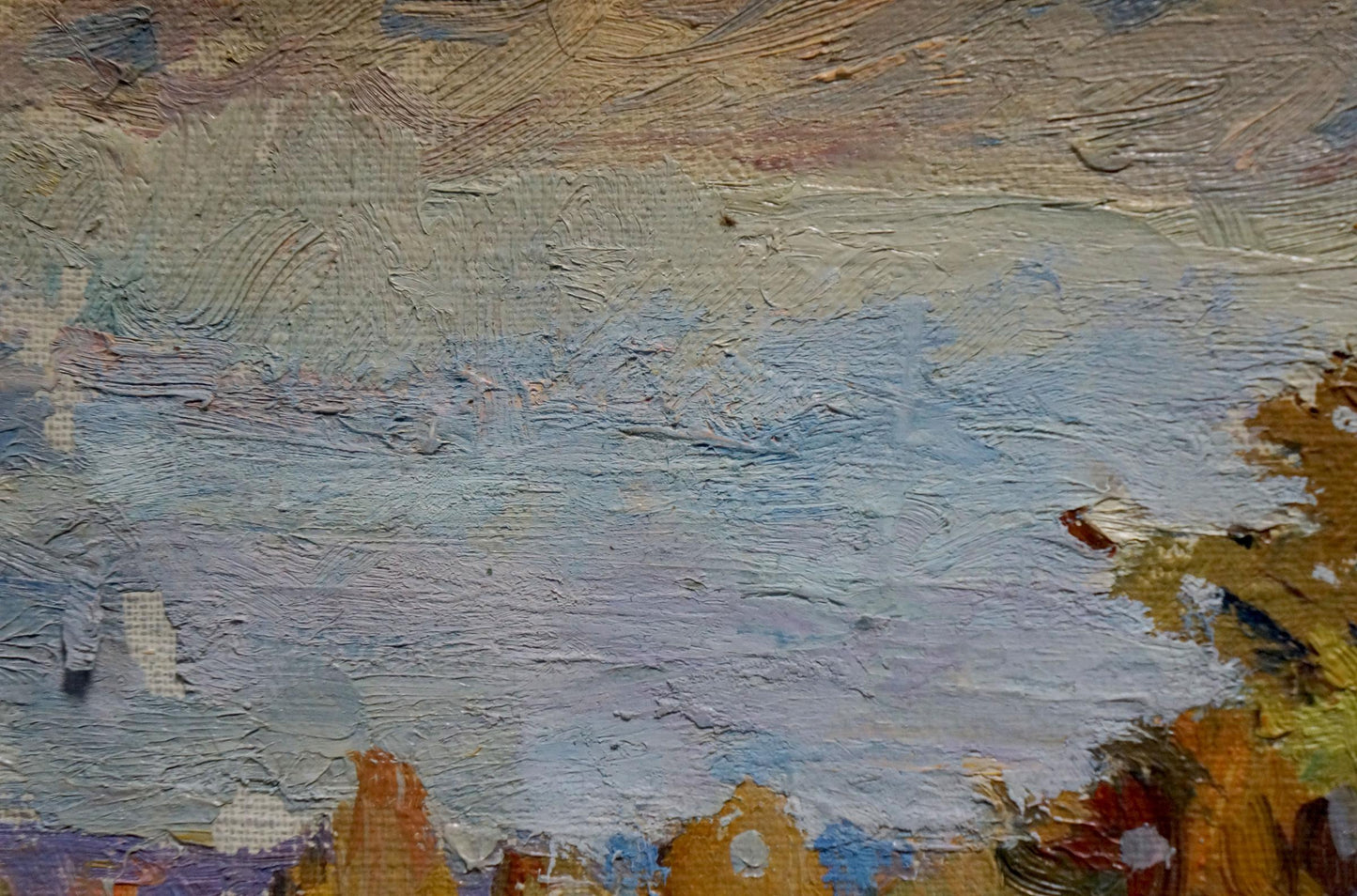 Oil painting of forest landscape by Turovsky Mikhail Saulovich with textured sky
