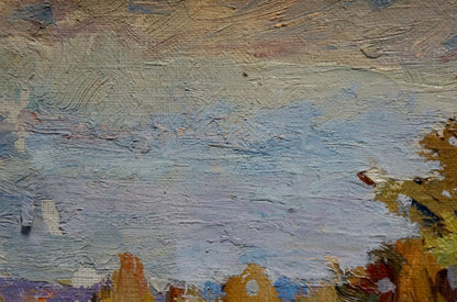 Oil painting of forest landscape by Turovsky Mikhail Saulovich with textured sky
