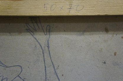 Hand-drawn tree sketch on gray concrete in Oil painting At home product