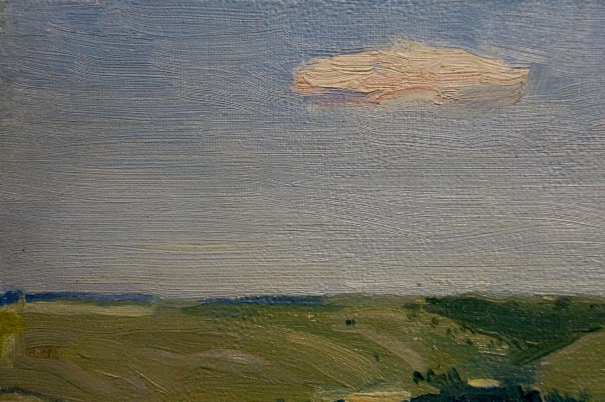 Oil painting Way home by Trokhimenko Karp Demyanovich, peach cloud in blue-gray sky