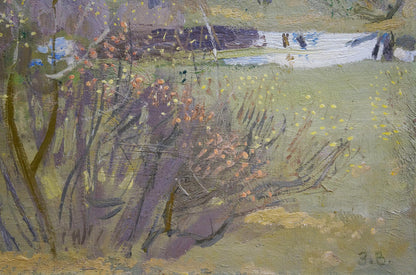Oil painting of forest landscape with wildflowers by Zaretsky Victor Ivanovich
