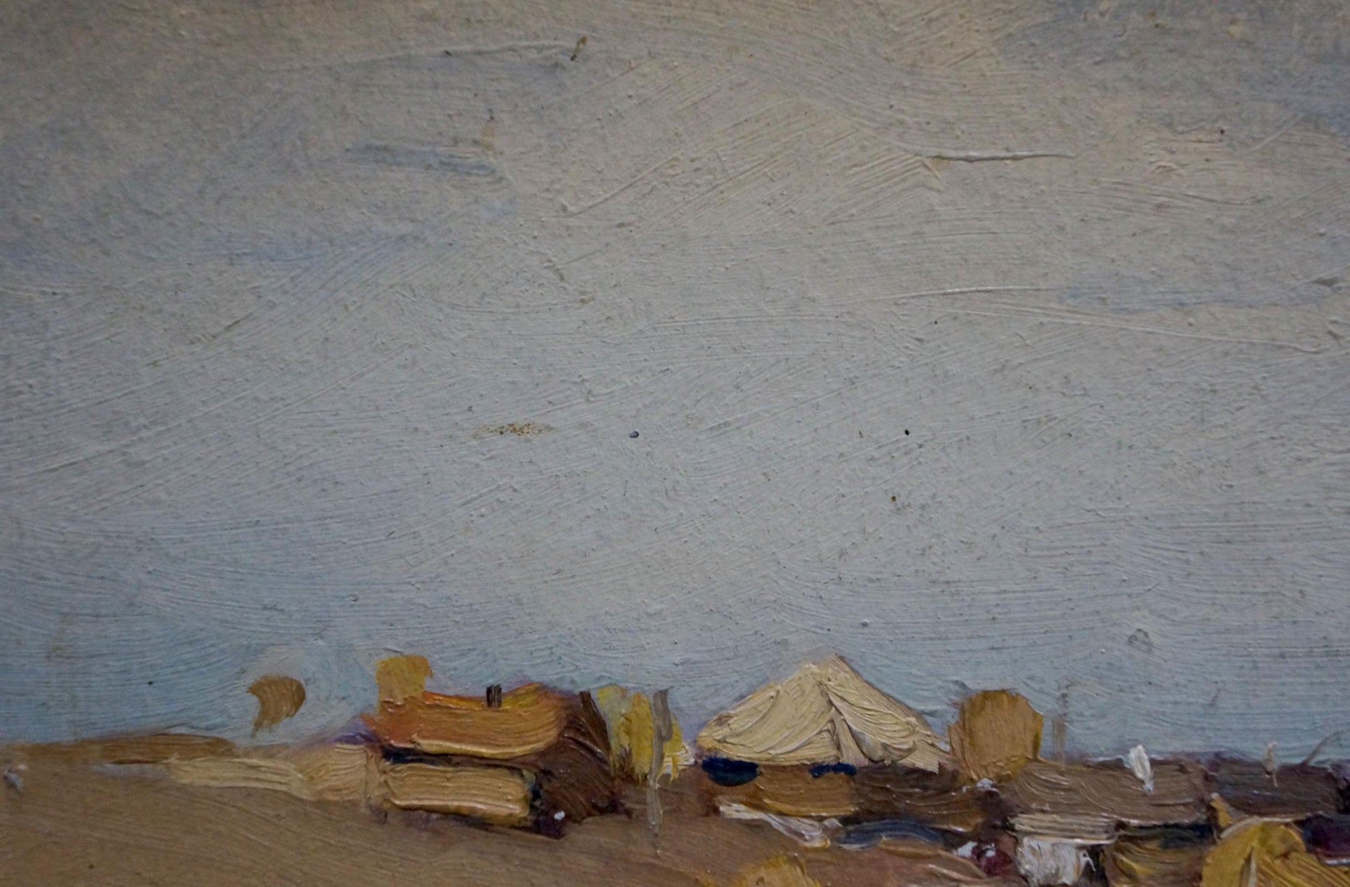 Textured impressionistic oil painting of desert landscape by Village N. Shumilkin