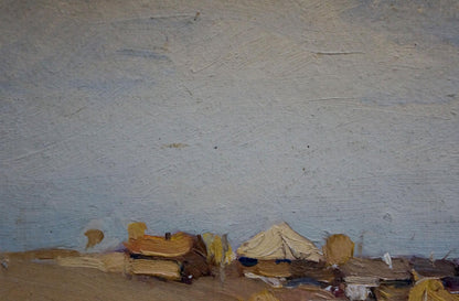 Textured impressionistic oil painting of desert landscape by Village N. Shumilkin
