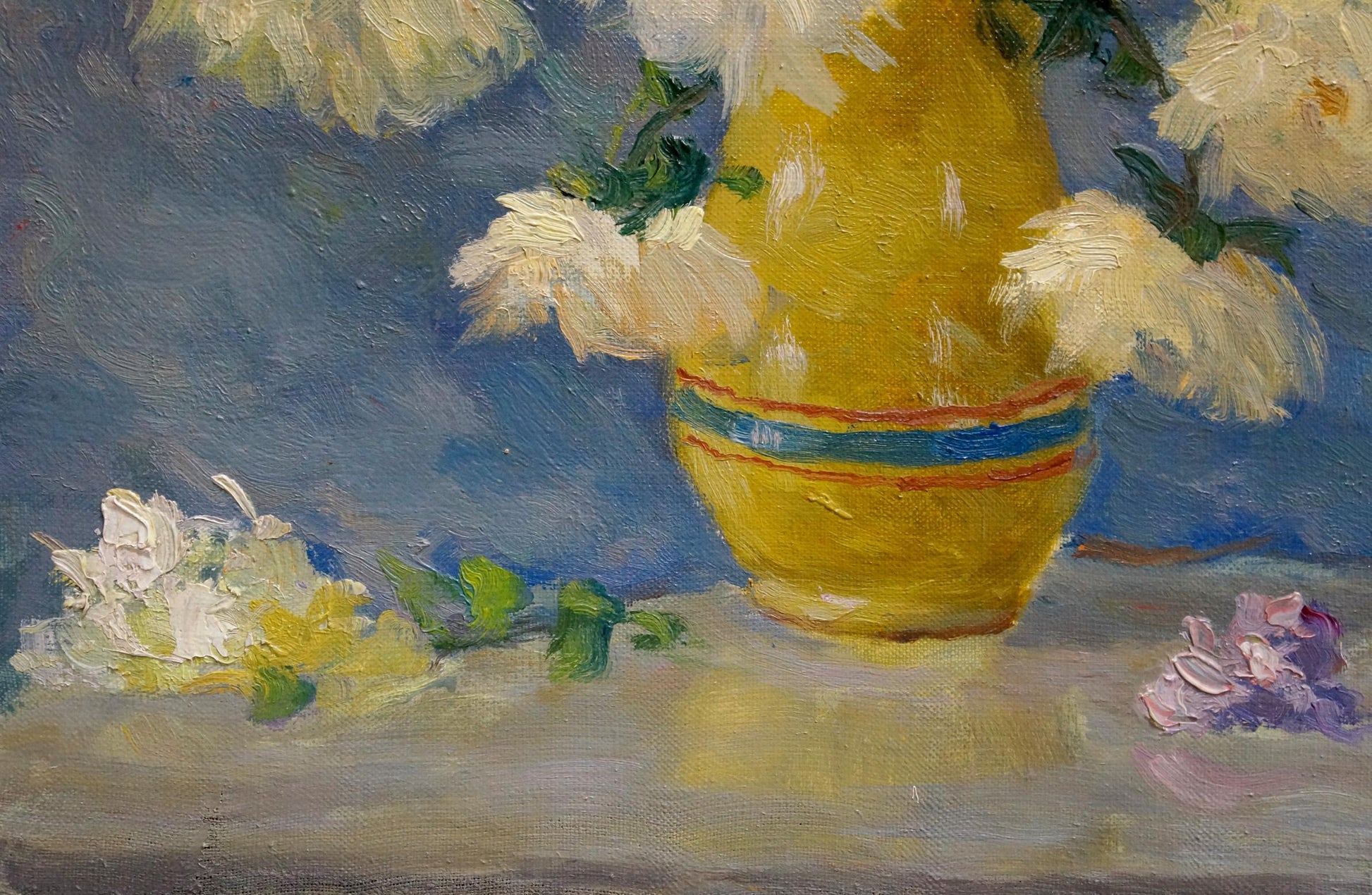 Oil painting Daisies by Vasily Ignatievich Nepiypivo in yellow vase