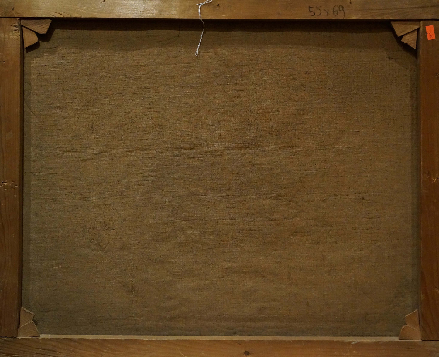 Back of wooden-framed oil painting Lonely house in the forest by A. Webster