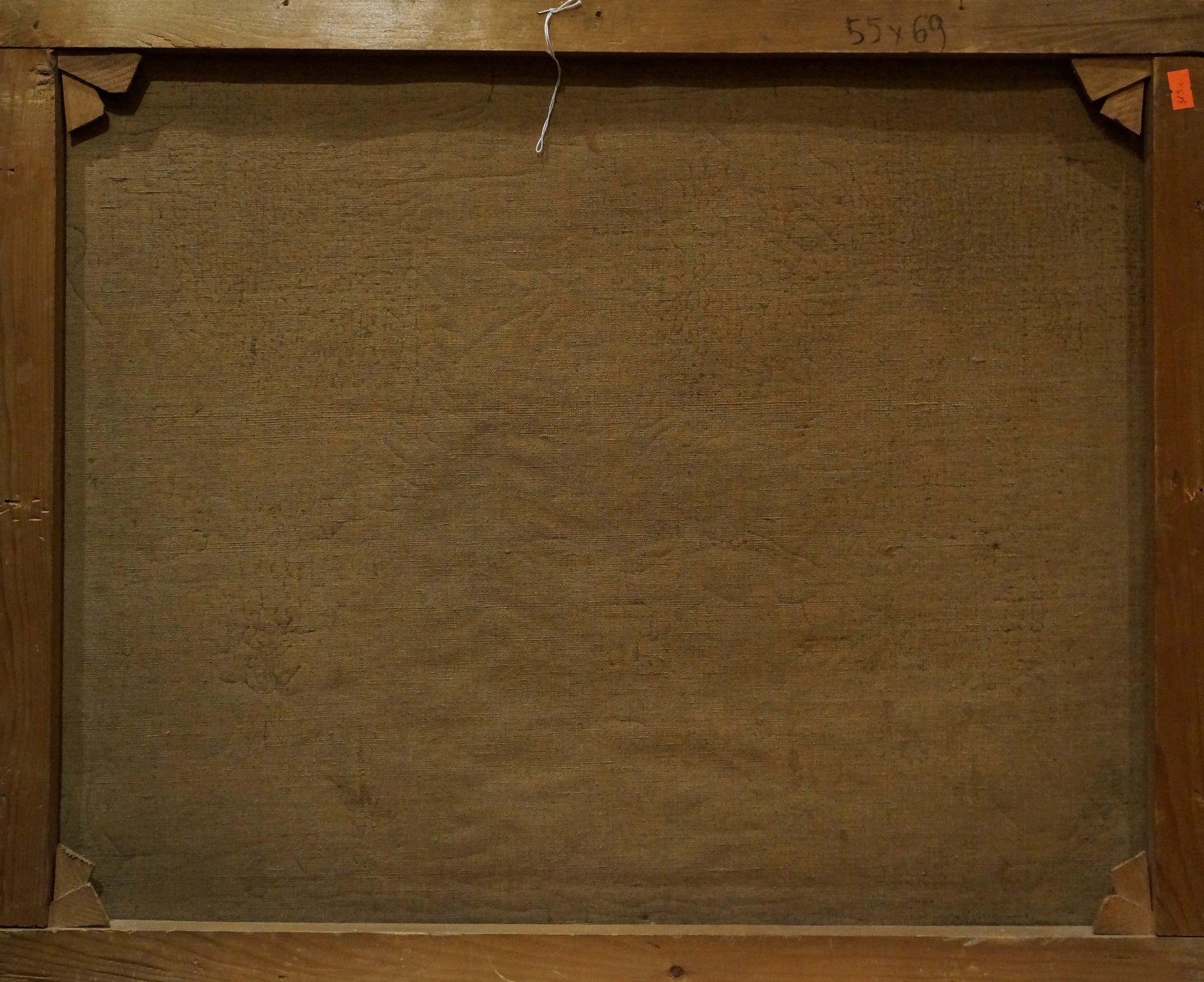 Back of wooden-framed oil painting Lonely house in the forest by A. Webster