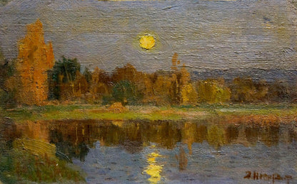 Serene moonlit forest oil painting by Nevkritiy Denis Nikiforovich