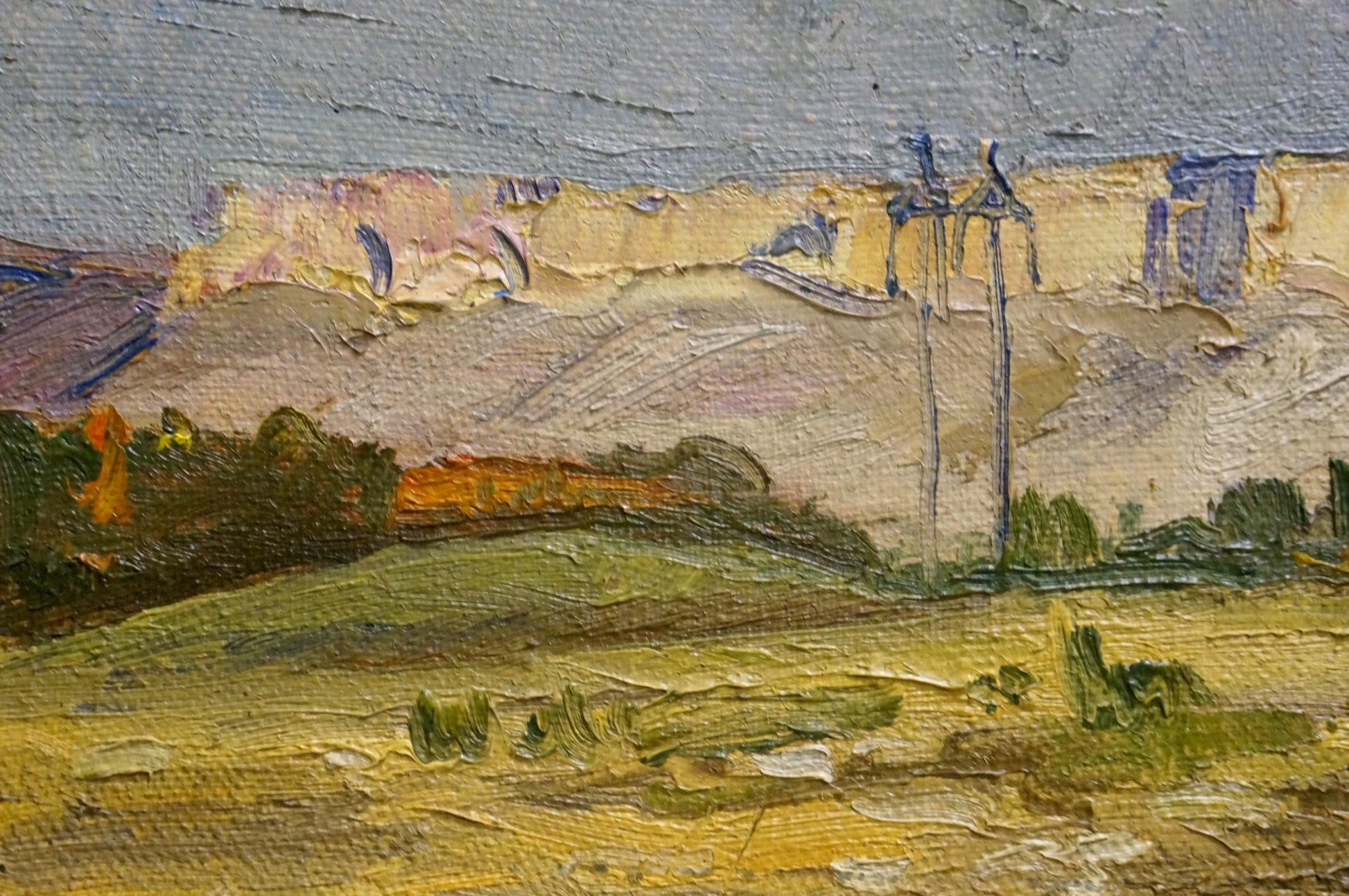 Oil painting landscape by Pozdeev Sergey: green hills, golden fields