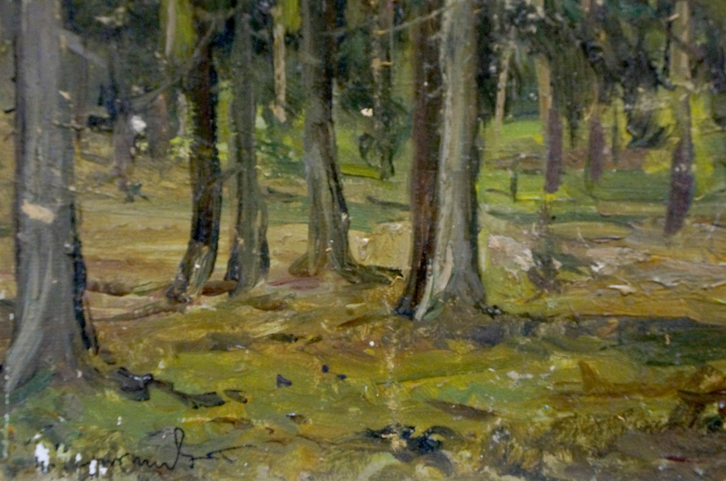 Textured oil painting Twilight in the old forest by Petr Chernyshevsky