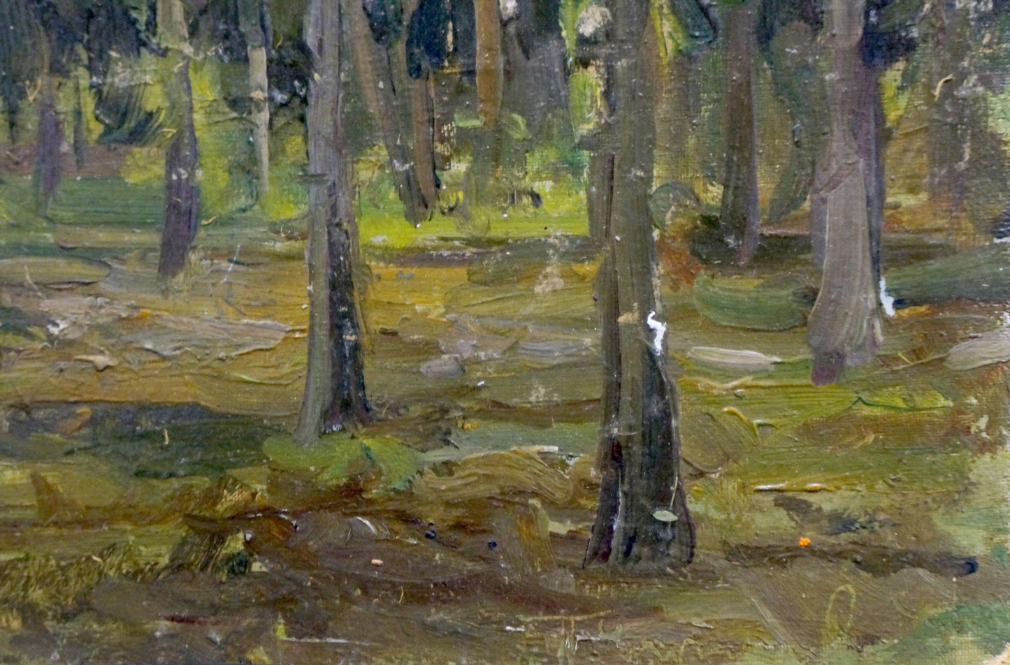 Textured oil painting Twilight in the old forest by Petr Chernyshevsky