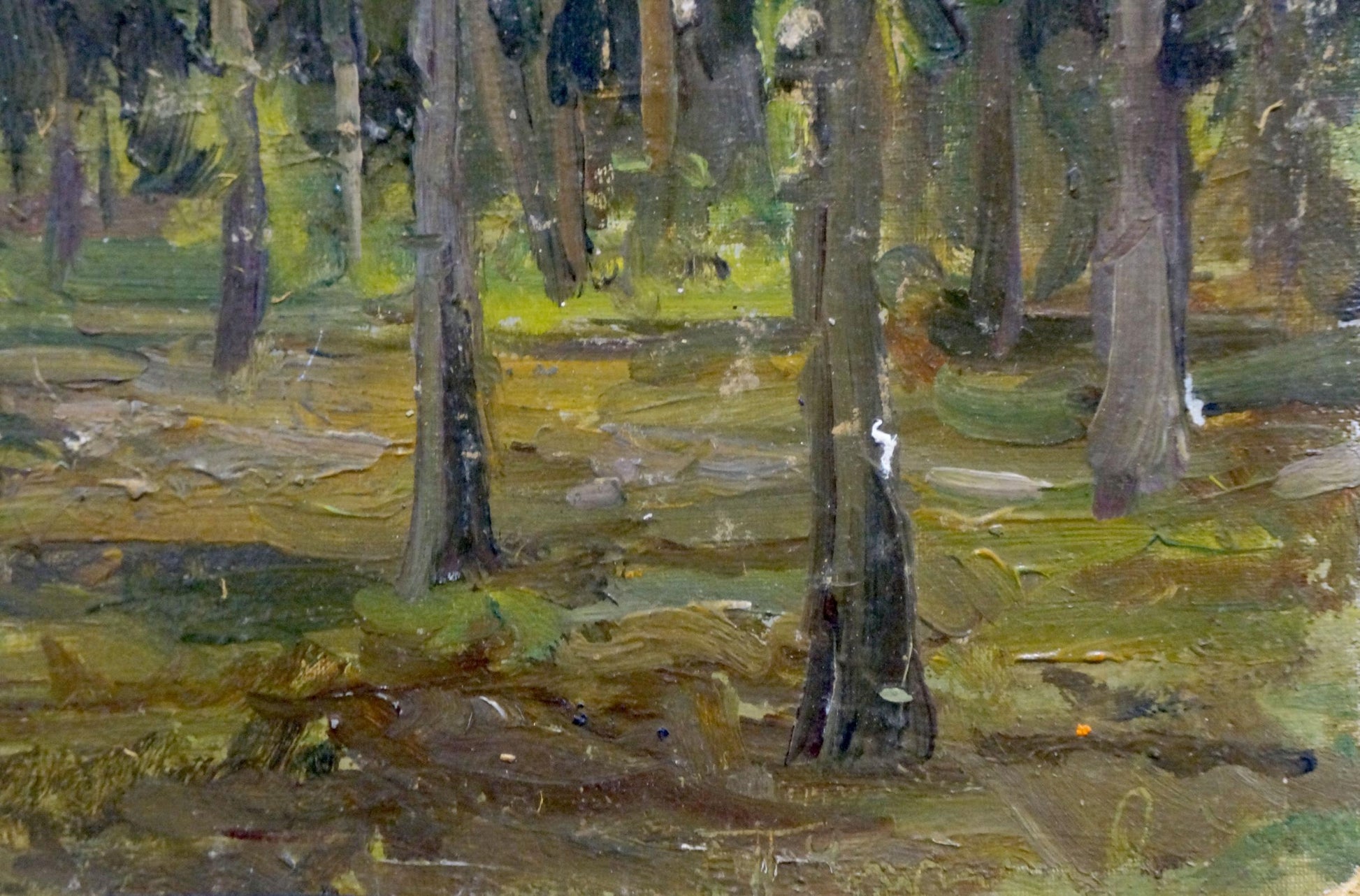 Textured oil painting Twilight in the old forest by Petr Chernyshevsky
