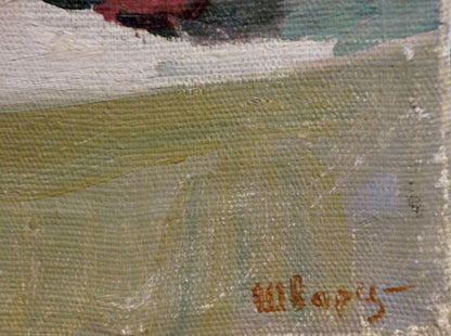 Oil painting Still life by Vyacheslav Grigor’yevich Shvarts, textured greens and whites