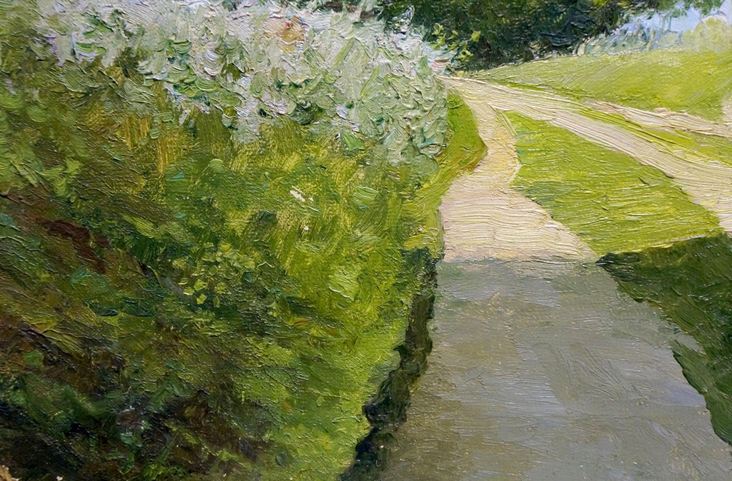 Oil painting Natural Beauty by Lednev Dmytro Yakovych, winding path in lush foliage