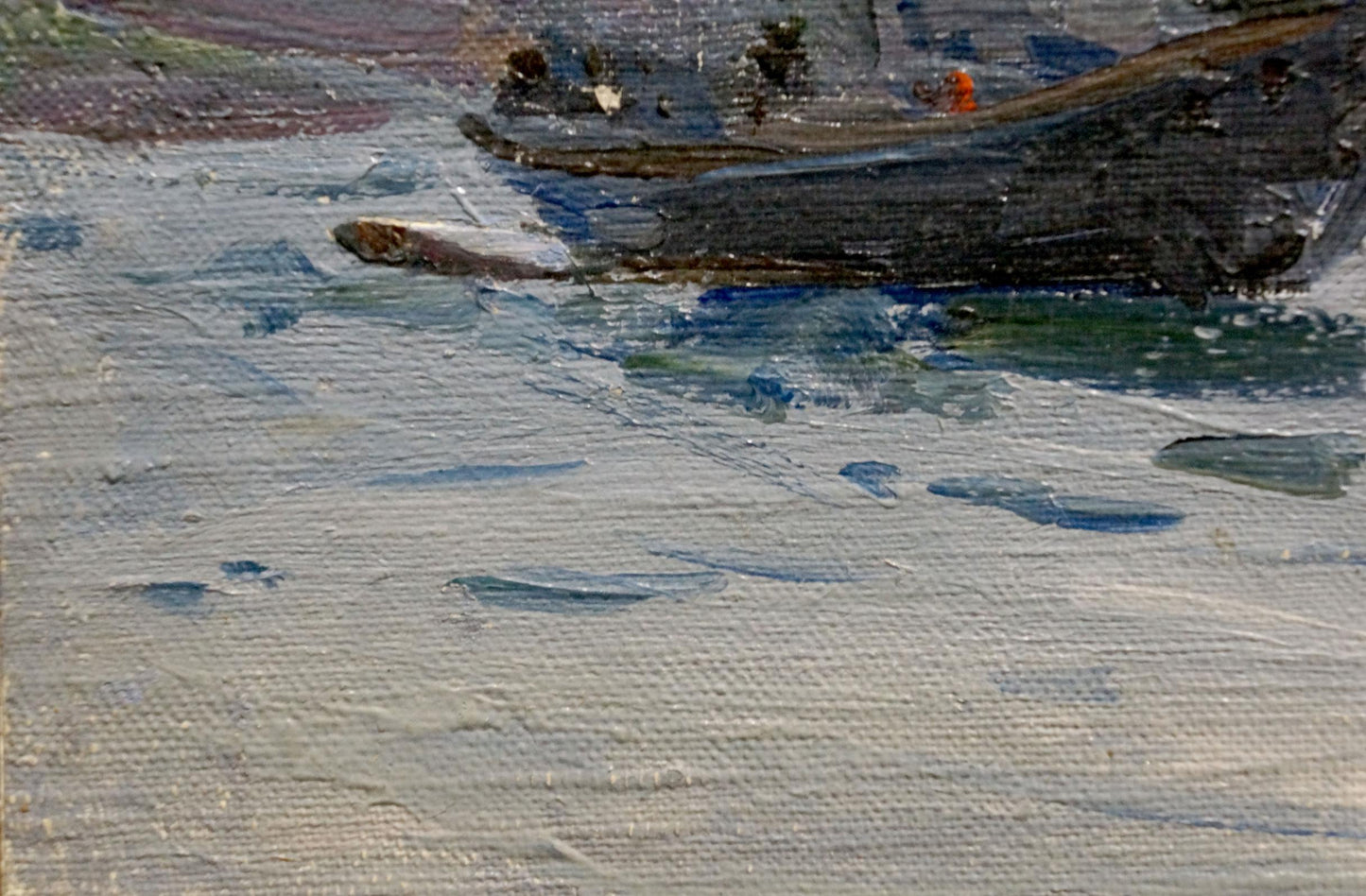 Oil painting Rest on the boat by Shishko Sergei Fedorovich serene water scene