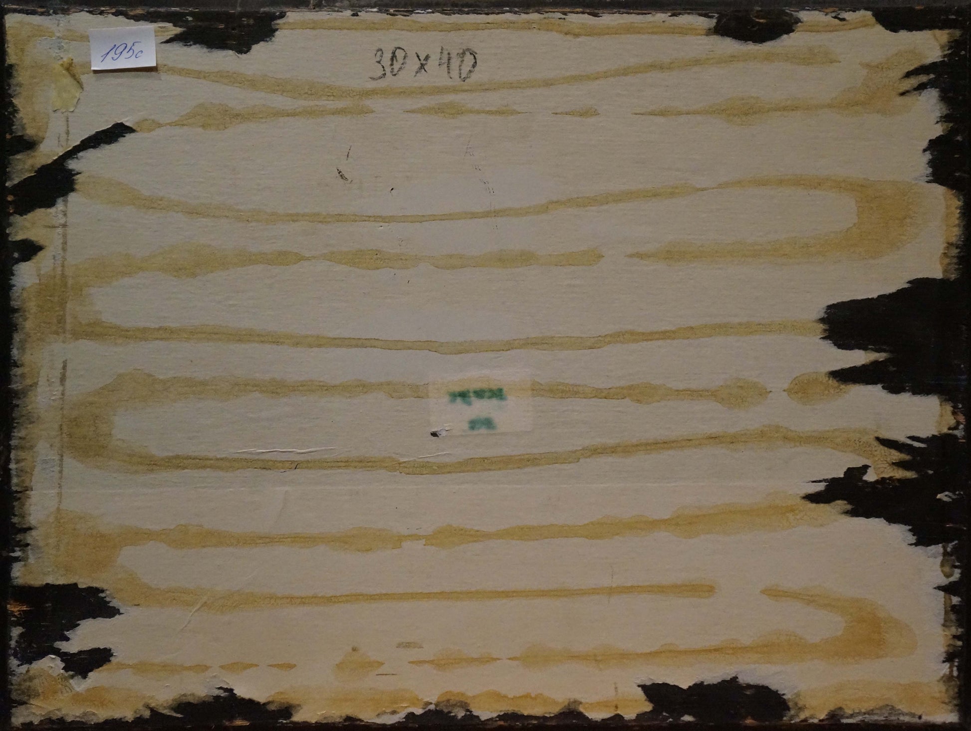 Abstract beige and black horizontal bands oil painting goats portrait