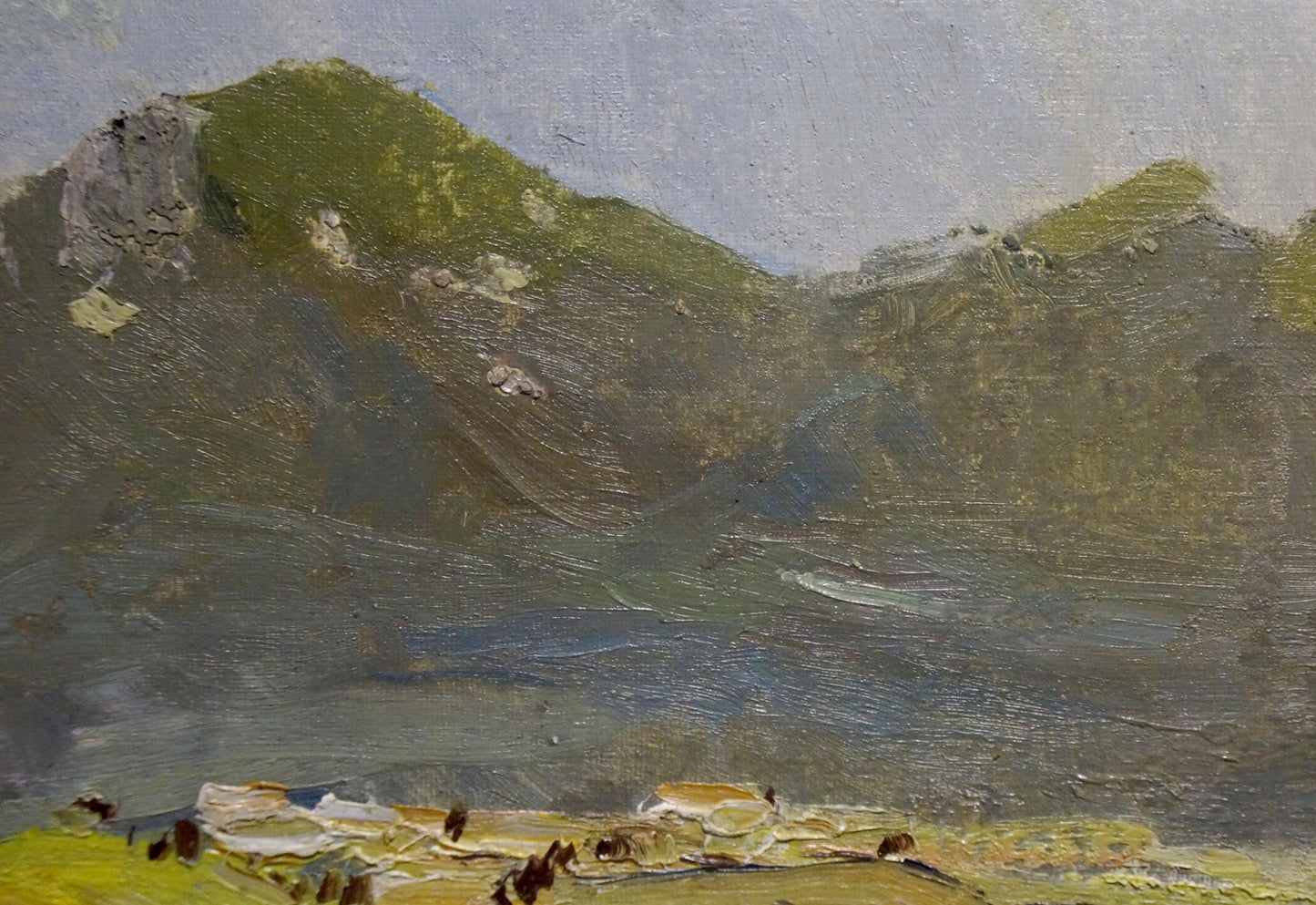 Oil painting of rolling green hills and mountains by Knishevsky Vladimir Leonidovich