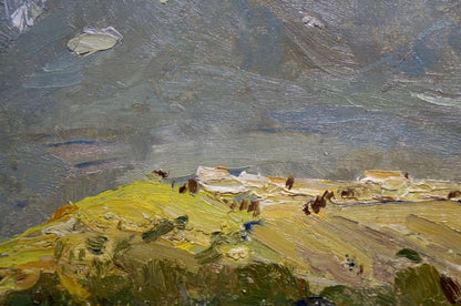 Oil painting of vibrant yellow hillside by Knishevsky Vladimir Leonidovich