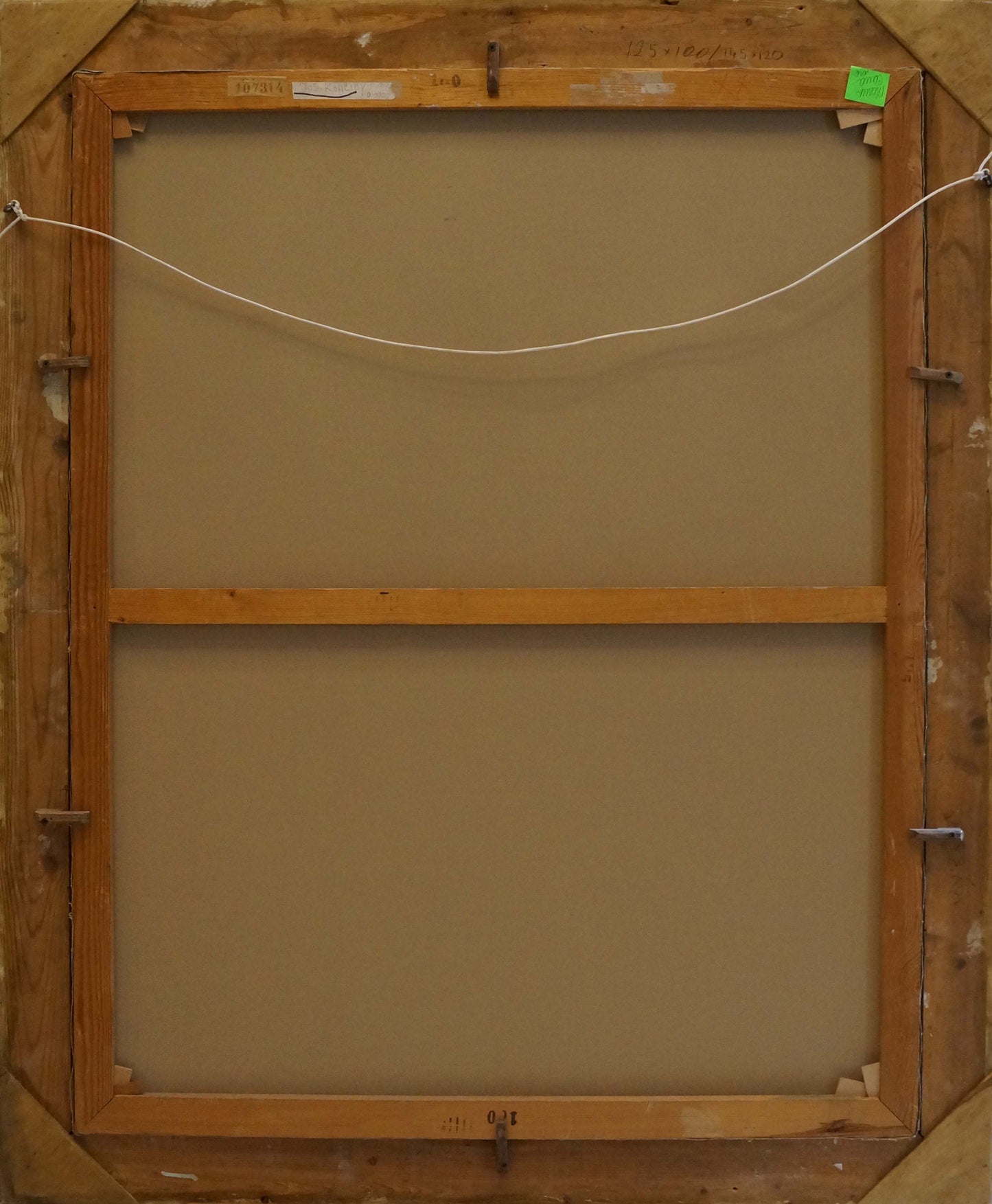 Back of rustic wooden frame for Oil painting Flowers on the balcony