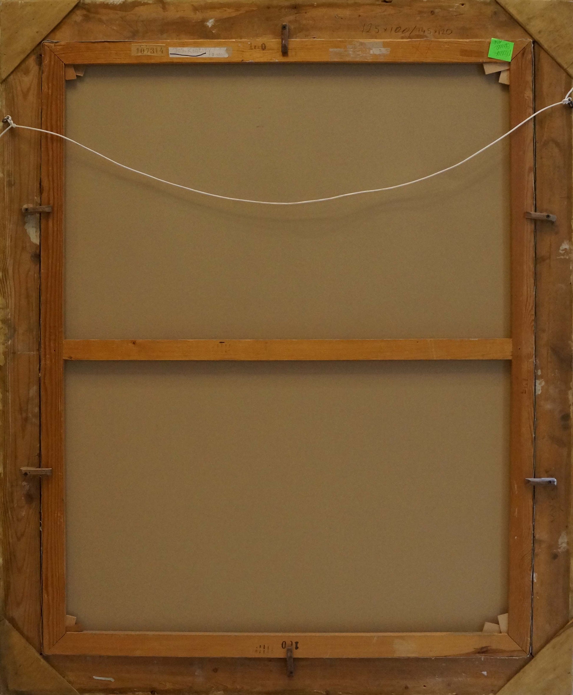 Back of rustic wooden frame for Oil painting Flowers on the balcony