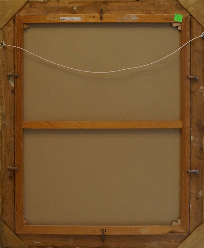 Back of rustic wooden frame for Oil painting Flowers on the balcony