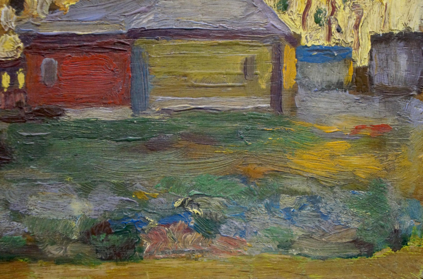 Oil painting Twilight in the Countryside Konchalovsky: rustic house