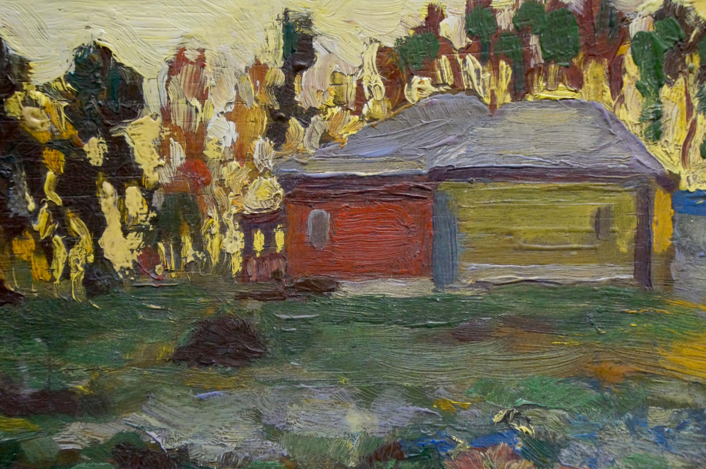 Oil painting Twilight in the Countryside by Konchalovsky, vibrant impressionist house