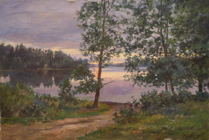 Serene Sunset lake oil painting by Petrov Boris Stepanovich