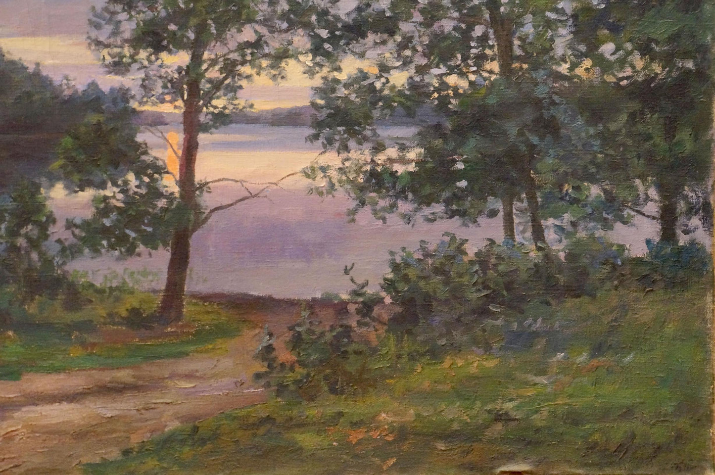 Serene Sunset lakeside oil painting by Petrov Boris Stepanovich